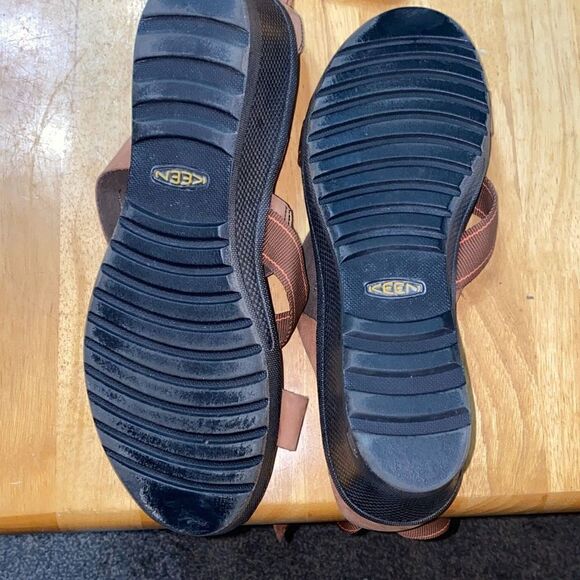 Keen Skyline Wedge Sandals Brown Leather Ankle Straps size 10 - Picture 8 of 9